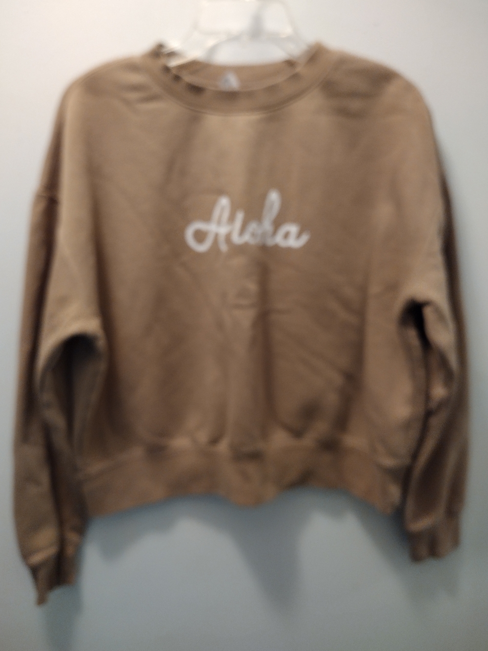 Aloha Cropped Sweatshirt - Tan